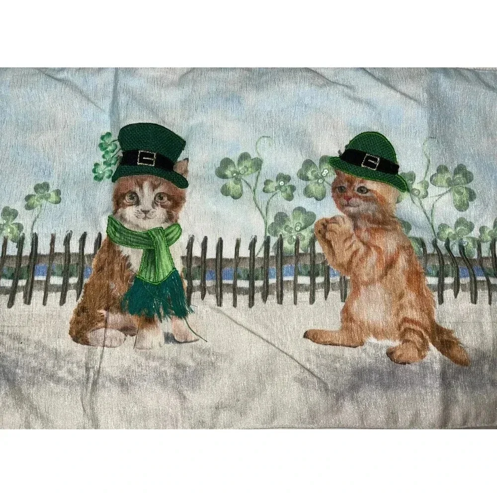St. Patrick's Nicole Miller Kitty Cat Table Runner Home Decor 14x72